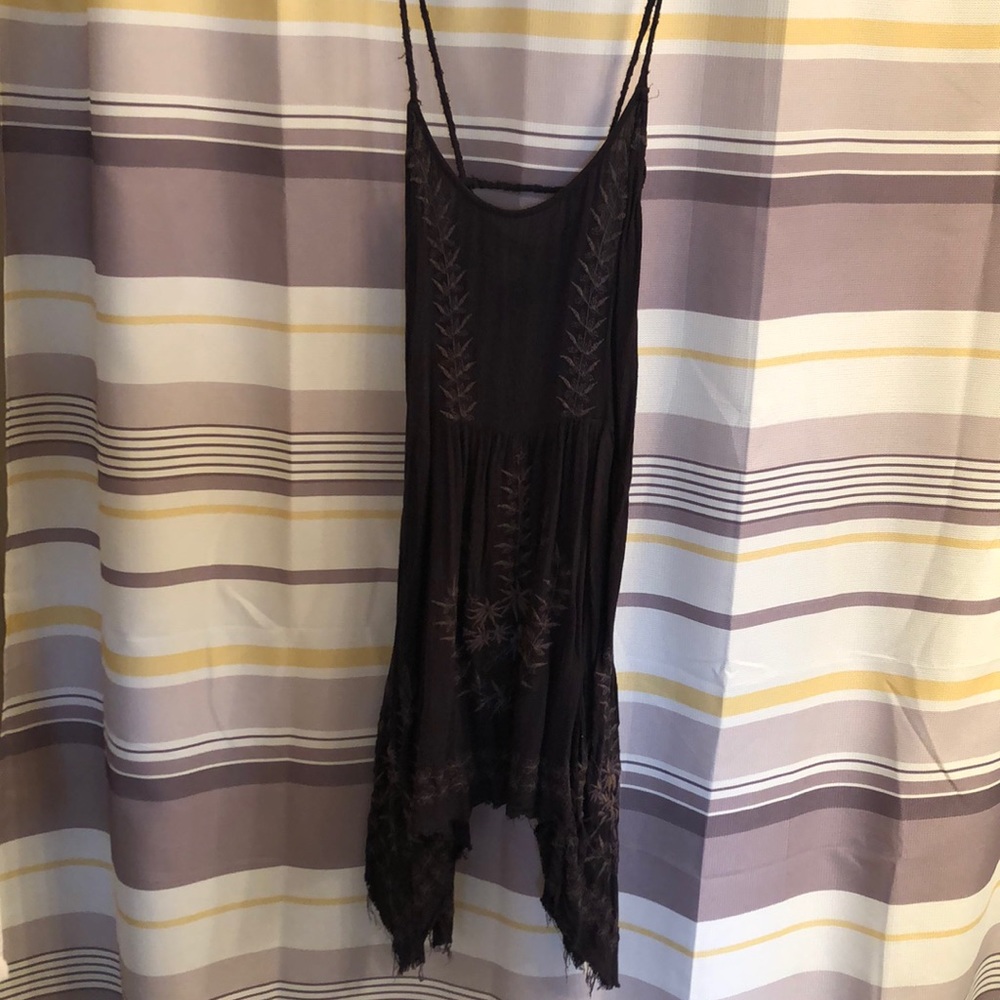 Gray free people embroidered tunic